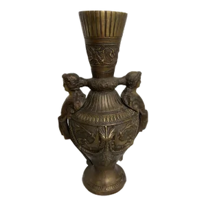 French Art Deco Lady God Bronze / Brass Vessel Vase
