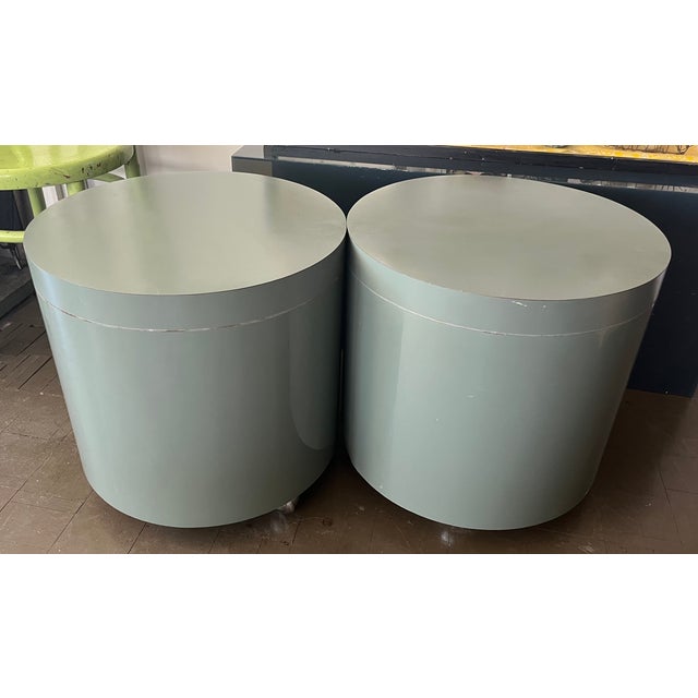 Vintage Mid Century Glam Era Rolling Side Tables Laminate, Pair For Sale - Image 9 of 14