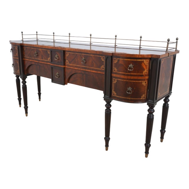Maitland Smith Highly Inlaid Mahogany Sheraton Sideboard For Sale
