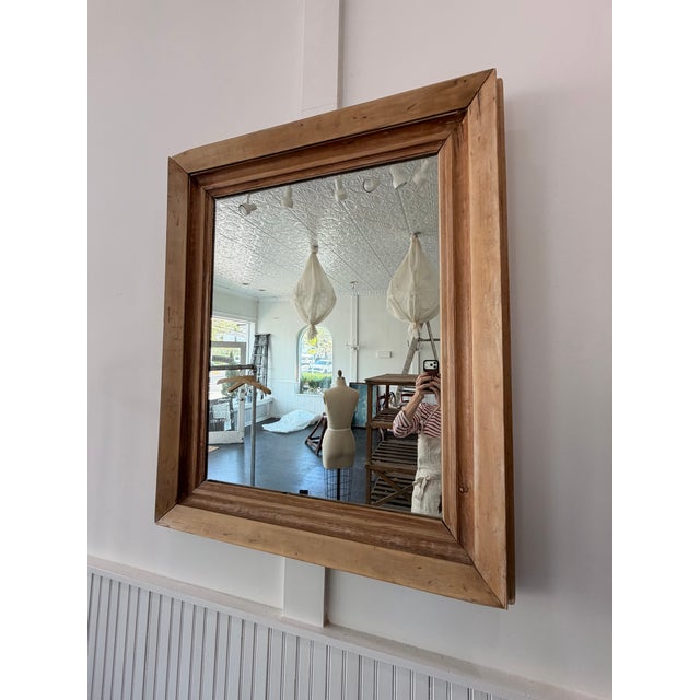 English 19th C Pine Mirror With Old Glass in Good Condition For Sale - Image 4 of 8