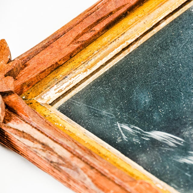 Antique Folk Art Carved Wood Tramp Adirondack Gilt Mirror in Brown and Gold For Sale - Image 10 of 10