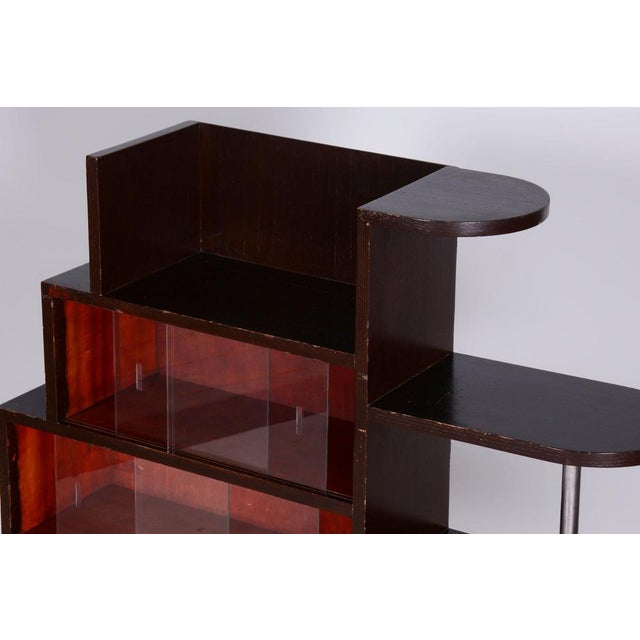 Brown Art Deco Étagère in Oak & Chromed Steel, 1930s For Sale - Image 8 of 9