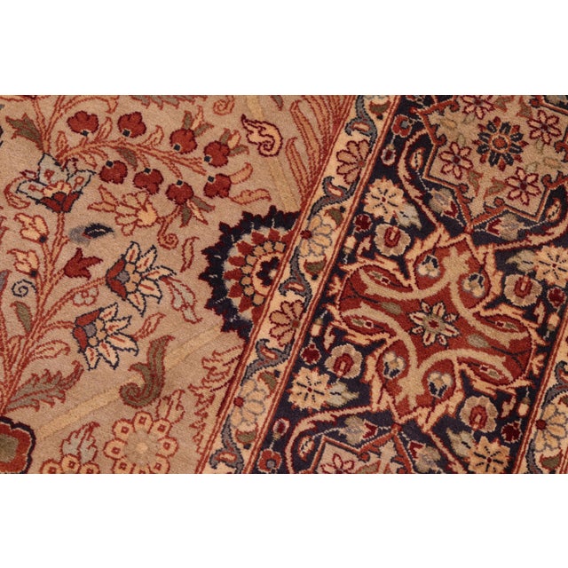 1990s 1990's Floral Pak-Persian Taupe/Blue Wool Rug - 6'1'' X 9'1'' For Sale - Image 5 of 9