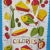 Colorful and well illustrated 60's style calorie chart kitchen tea towel, the colors are quite vibrant for a piece close...