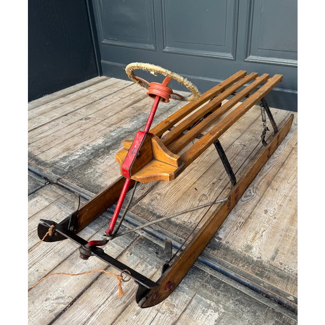 Vintage Steering Sled in Oak, 1920s For Sale - Image 15 of 17
