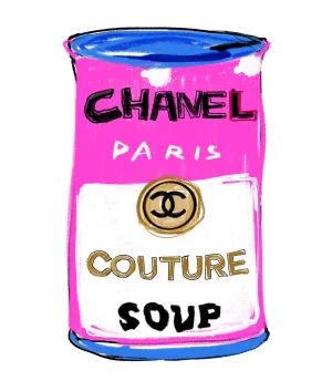"Chanel Paris Couture Soup" Contemporary Pop Art Fashion Print by Annie Naranian
