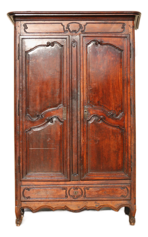 19th Century French Provincial Louis XV Walnut Armoire Cabinet