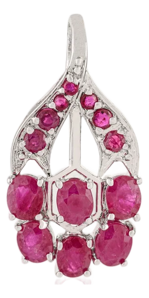 Handcrafted 3.61 CTW Natural Ruby Cluster Pendant Set in Sterling Silver by Carat&her
