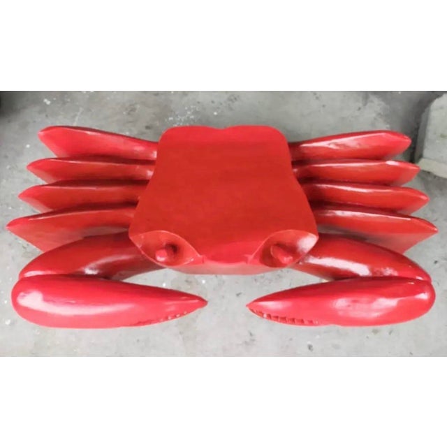 Nautical Red Painted Wooden Carved Vintage Crab Style Coffee Table Base For Sale - Image 3 of 6
