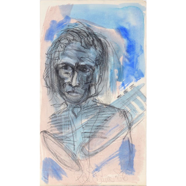 The Lovers "The Eyes Have It" Figurative Abstract Watercolor and Pencil on Paper For Sale - Image 9 of 9