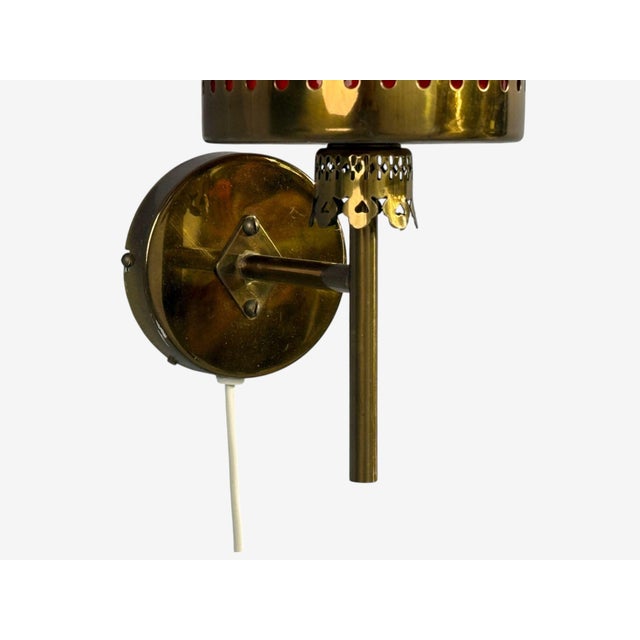 Burnt Orange 1970s Örsjö Industri Ab, Wall Lights, Brass, Orange Glass - Pair For Sale - Image 8 of 11