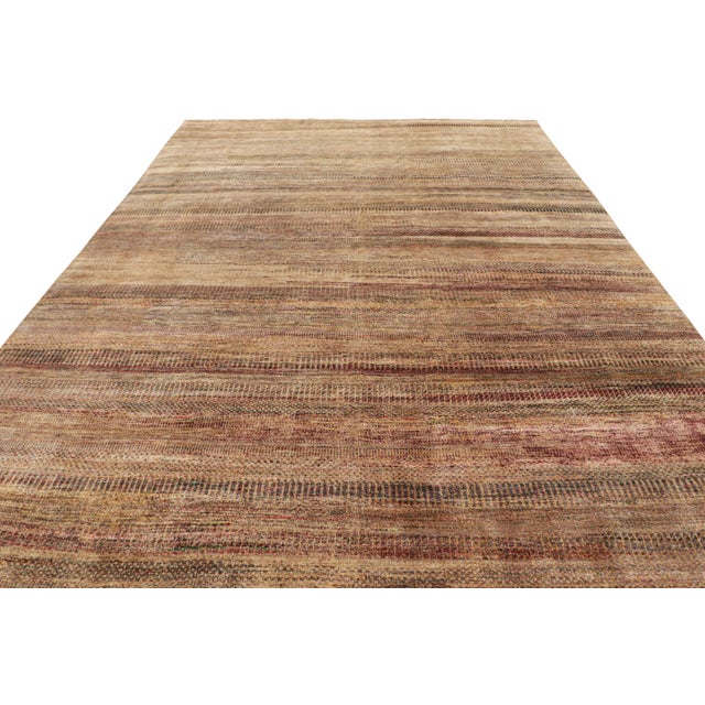 2010s Rug & Kilim’s Modern Textural Rug in Beige and Purple With Polychrome Striae For Sale - Image 5 of 7