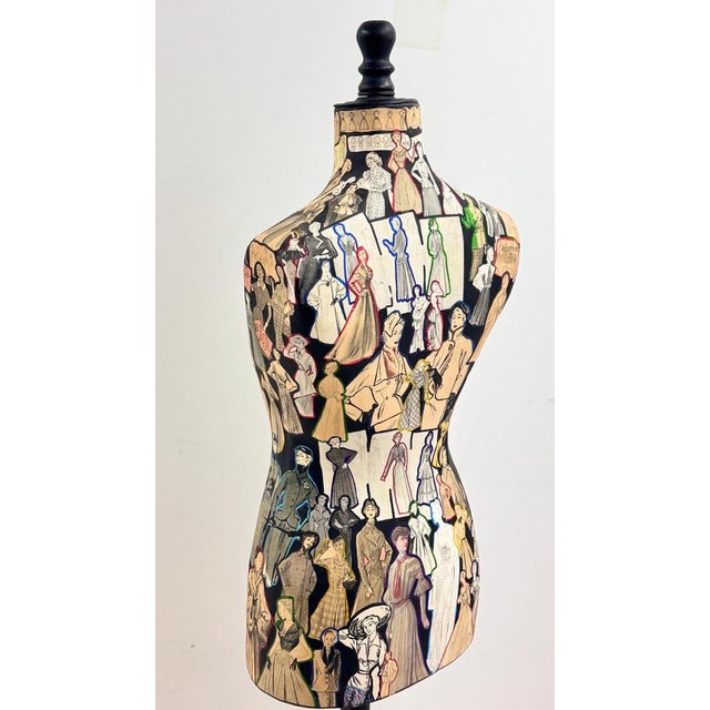 Wooden Mannequin Bust with Fashion Collages, Paris, 1970s For Sale - Image 9 of 18