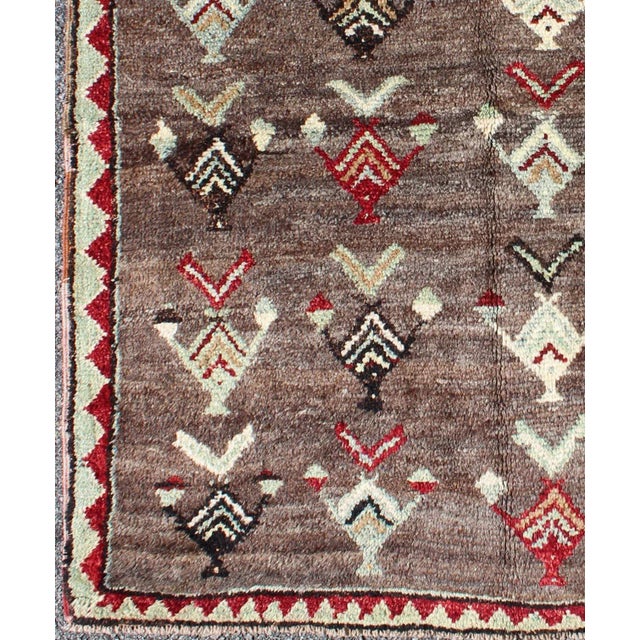 Mid 20th Century Mid 20th Century Tribal Arrow Design Tulu Vintage Rug From Turkey in Brown, Red, Mint Green For Sale - Image 5 of 8