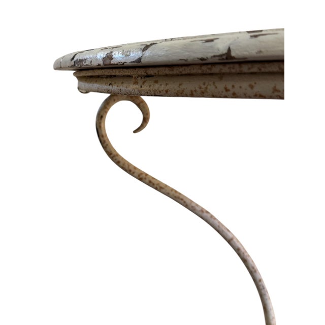 Wood Vintage Wrought Iron Demi-Lune Console Table with Painted Pine Top, 1950s For Sale - Image 7 of 12