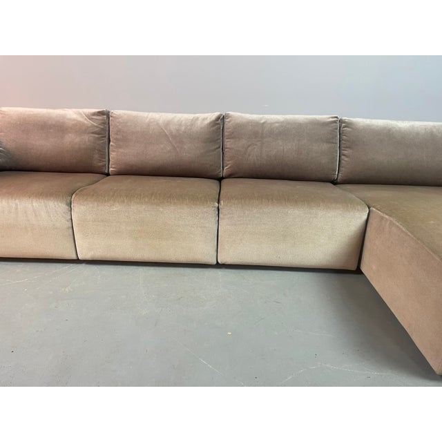 Metal Modular Sofa in Champagne Velvet from Walter Knoll, Germany, 1970s, Set of 4 For Sale - Image 7 of 18