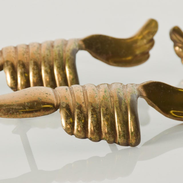 Sculptural Wings Italian Brass Drawer Pulls Door Handles - Set of 4 For Sale In San Diego - Image 6 of 7