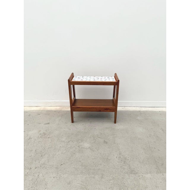 Wood Side Table in Wood and Ceramic, France, 1950 For Sale - Image 7 of 9