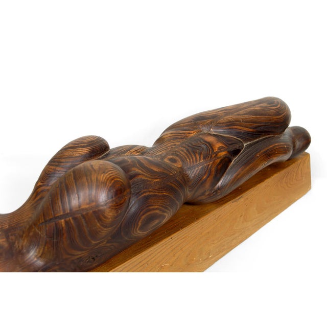 Brutalist Sculpture of Female Body in Cedar and Oak by Seillé M, France, 1970s For Sale - Image 11 of 17