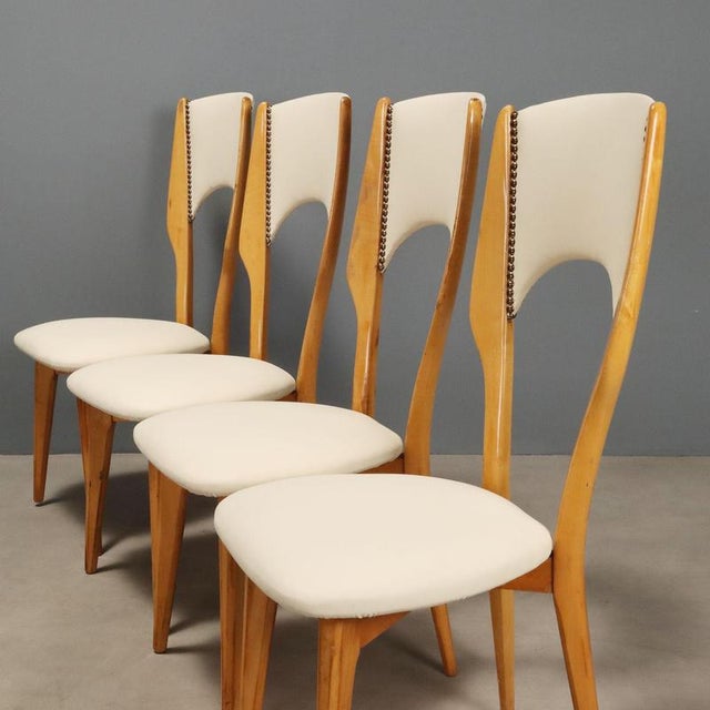 Beech and Faux Leather Chairs, 1960s, Set of 6 For Sale - Image 3 of 7