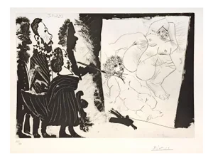 Pablo Picasso, Patron et sa Suite en Visite à l’Atelier, Etching, 1968