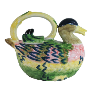 Vintage Colorful Ceramic Duck Figure Tea Pot