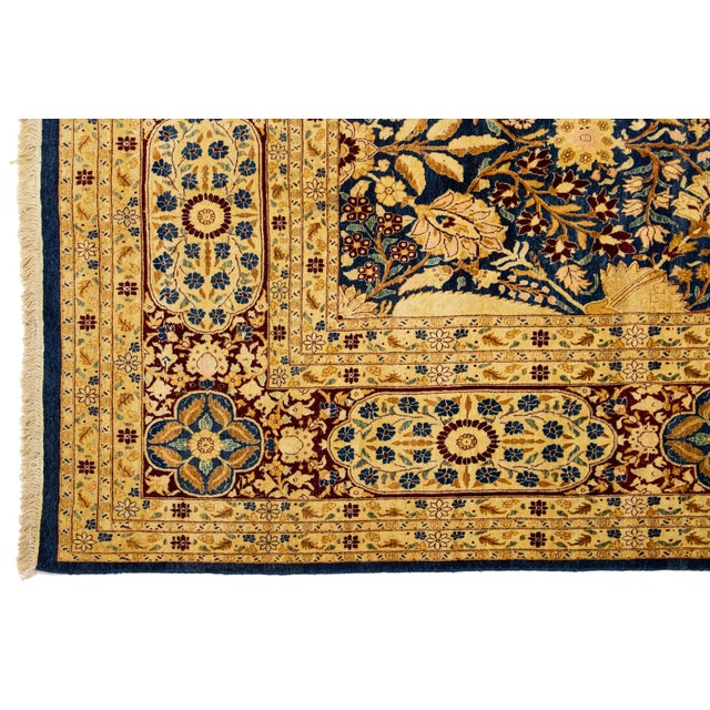 2010s Modern Peshawar Handmade Navy Blue Rug With Allover Design For Sale - Image 5 of 9