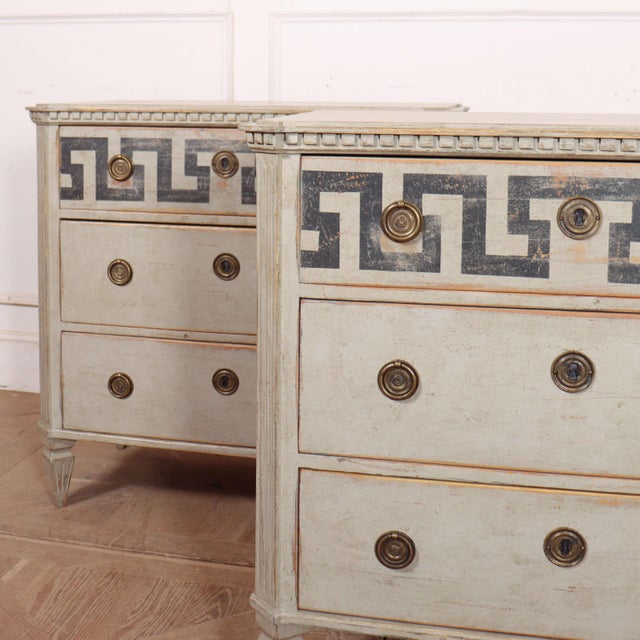 Swedish Pine 3-Drawer Commodes, Set of 2 For Sale - Image 4 of 14