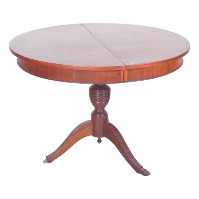 Brown English Round Dining Table, 1930s For Sale - Image 8 of 8