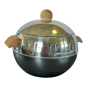 Vintage West Bend Penguin Hot & Cold Server Ice Bucket – Mid-Century Modern Chrome Barware With Wood Handles