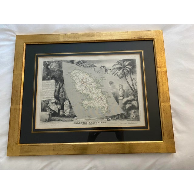 Traditional Antique Map Dated 1854 - Martinique by Victor Levasseur-Laguillermie Cartographer, Robert Bonheur-Lemerciier Artist For Sale - Image 3 of 5