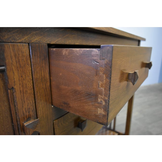 Mission Solid Oak Buffet / Console Table - Walnut - 52" For Sale In Chicago - Image 6 of 9