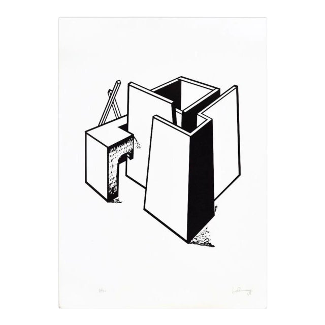 Architectural Construction - Original Lithograph by Ivo Pannaggi - 1975 ca. 1975 ca. For Sale