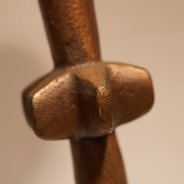 Large Vintage Brutalist Bronze Candlestick, 1960s For Sale - Image 6 of 8