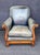 Lillian August Vintage Lillian August Sun-Faded Navy Ombré Leather Library Chair For Sale - Image 4 of 6