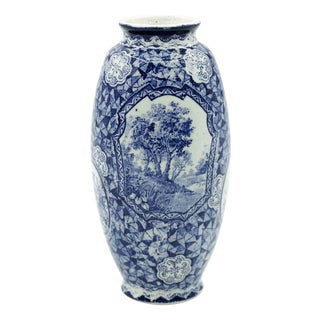 Blue Ceramic Vase by Franz Anton Mehlem, Late 19th Century For Sale