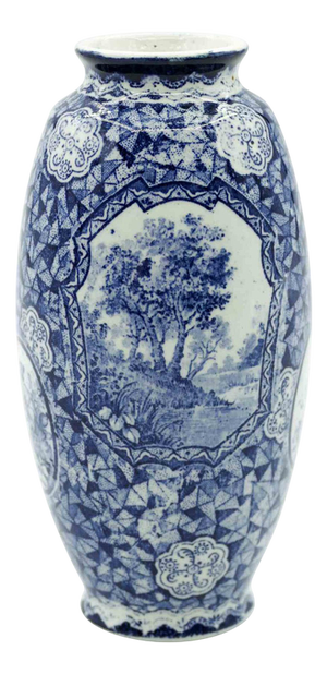 Blue Ceramic Vase by Franz Anton Mehlem, Late 19th Century