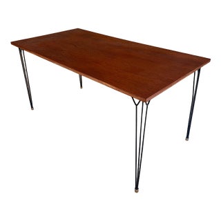 Teak Dining Table with Hairpin Legs, 1960s For Sale