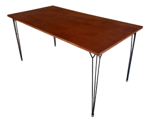 Teak Dining Table with Hairpin Legs, 1960s