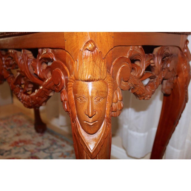 1950s Vintage Mahogany Console Table - Hand-Carved Chippendale Style With Claw Feet & Ornate Details For Sale - Image 11 of 15