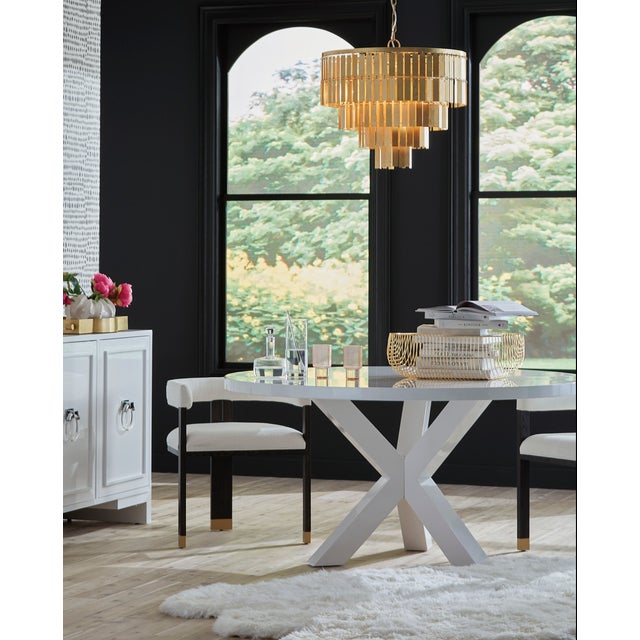 Contemporary Matthew Izzo Home - Greer 60" Round Glossy White Lacquer Dining Table For Sale - Image 3 of 5
