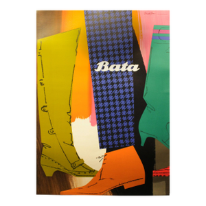 1964 Vintage Swiss Advertisement Poster, Bata Shoes by Donald Brun - Linen Backed