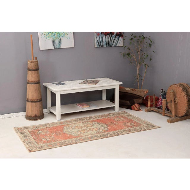 Mid 20th Century Vintage Small Turkish Oushak Rug For Sale In Los Angeles - Image 6 of 7