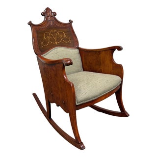 Antique Victorian Mahogany Rocking Chair For Sale