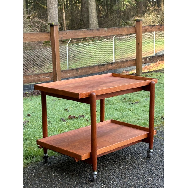 Copper 1960s Poul Hundevad for Domus Mid Century Danish Teak Expanding Serving Bar Cart, Attributed For Sale - Image 8 of 8