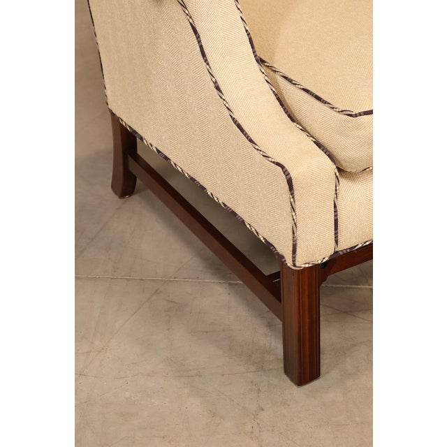 Beige Ethan Allen Vintage Chippendale Style Upholstered Sofa For Sale - Image 8 of 18