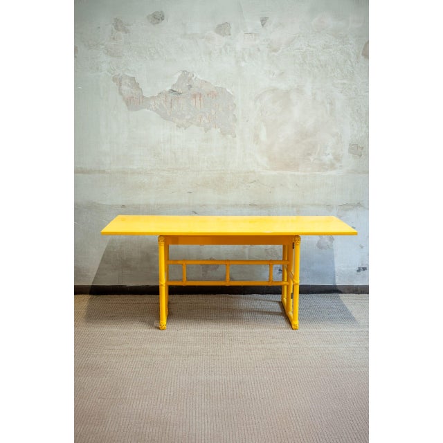 Green lacquered mcguire console with flip-top surface – san francisco, 1970 product details made of bamboo with leather...