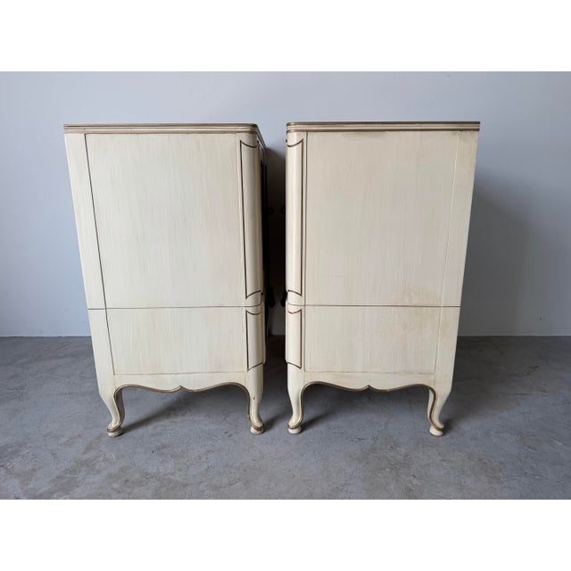 Wood Vintage Grosfeld House French Provincial Louis XV Style Cane & Lacquered Nightstands – Pair For Sale - Image 7 of 12