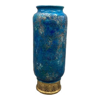 Vintage Bitossi Cinese Chinese Blue Vase Aldo Londi for Rosenthal Netter Signed For Sale