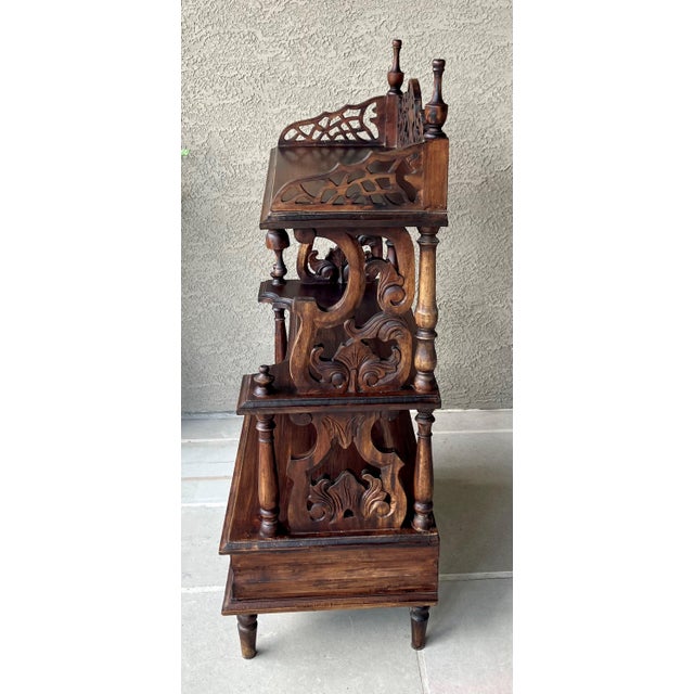 Early 20th-Century Victorian Gothic Revival-Style Fretwork Étagère With Drawer For Sale - Image 12 of 18